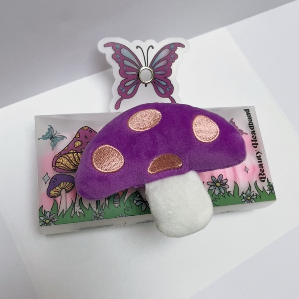NWT ⚜️💜⚜️ Lifestyle Products Plush Spa Headband with mushroom